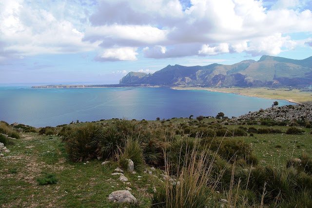 vista panoramica della riserva naturale del monte cofano, sicilia